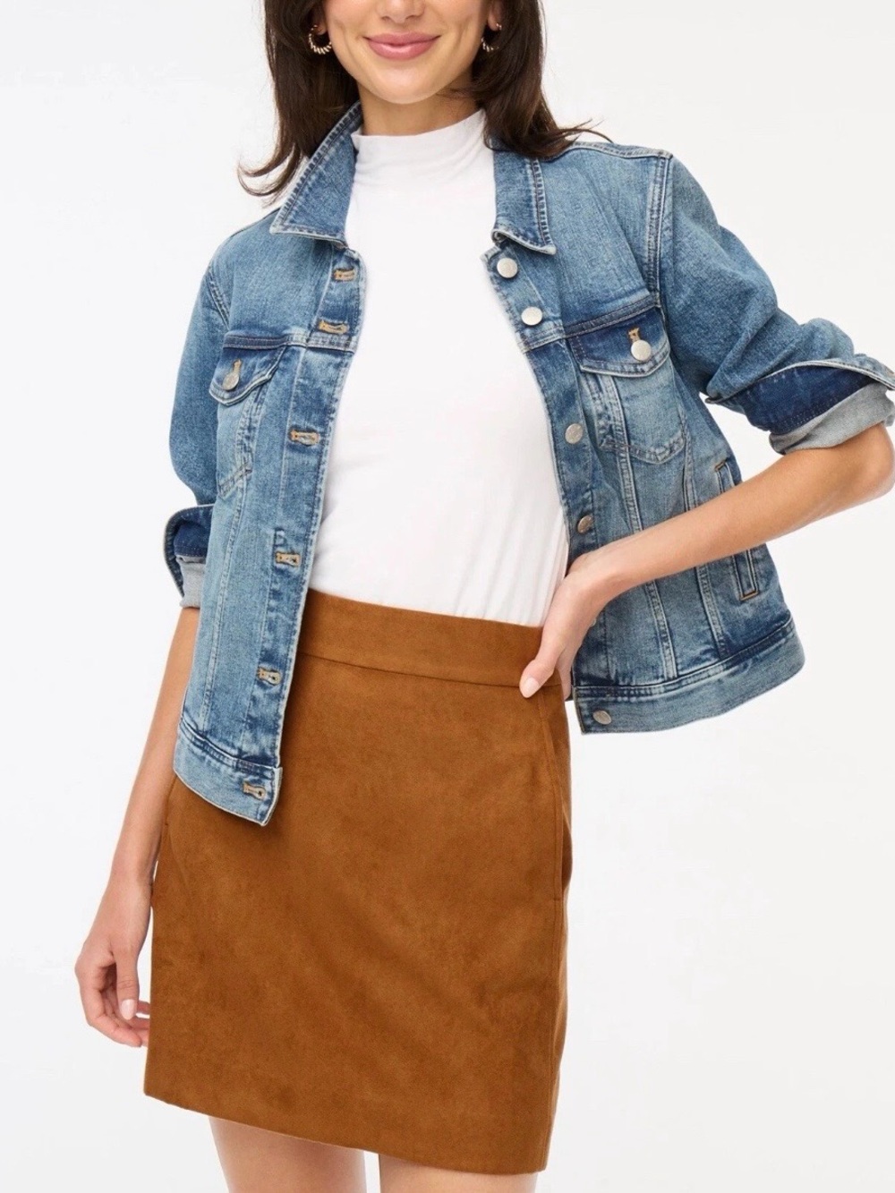 J. Crew Camel Brown Suede-Look Mini Skirt in Walnut Size 2